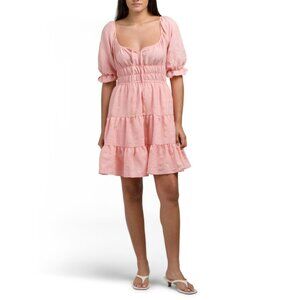 LIBERTY LOVE blush Crinkled Square Neck Mini Dress